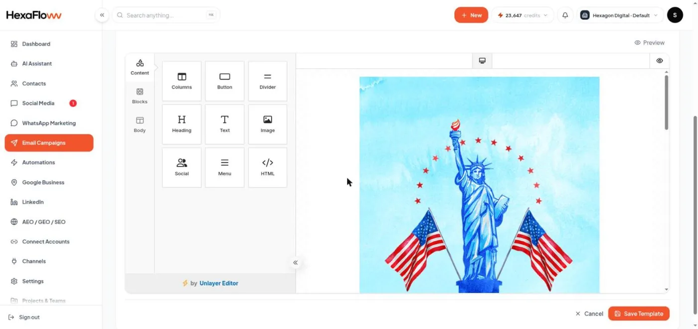Drag-and-drop email editor